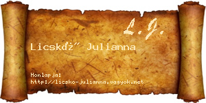 Licskó Julianna névjegykártya