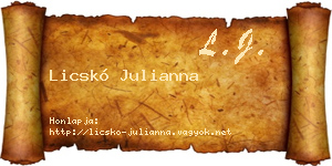Licskó Julianna névjegykártya